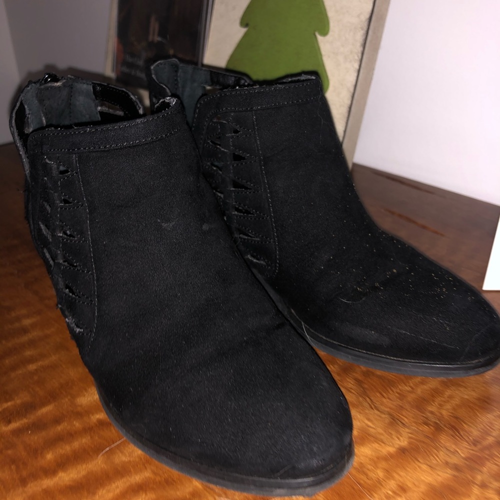Black suede booties kids size 12